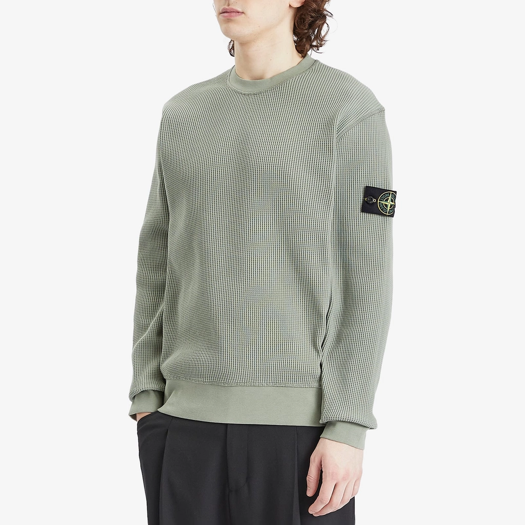 Stone Island Men's Waffle Crew Neck Sweatshirt Sage